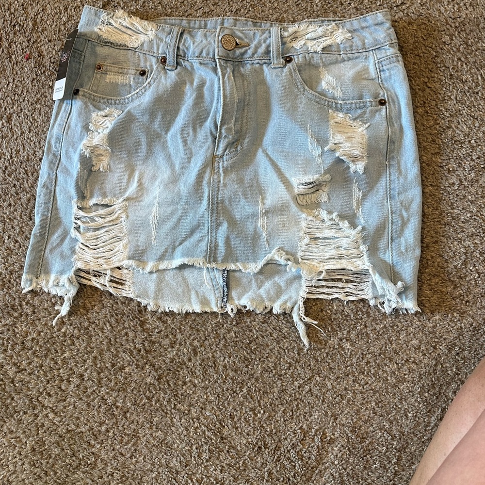 Light washed, distressed skirt